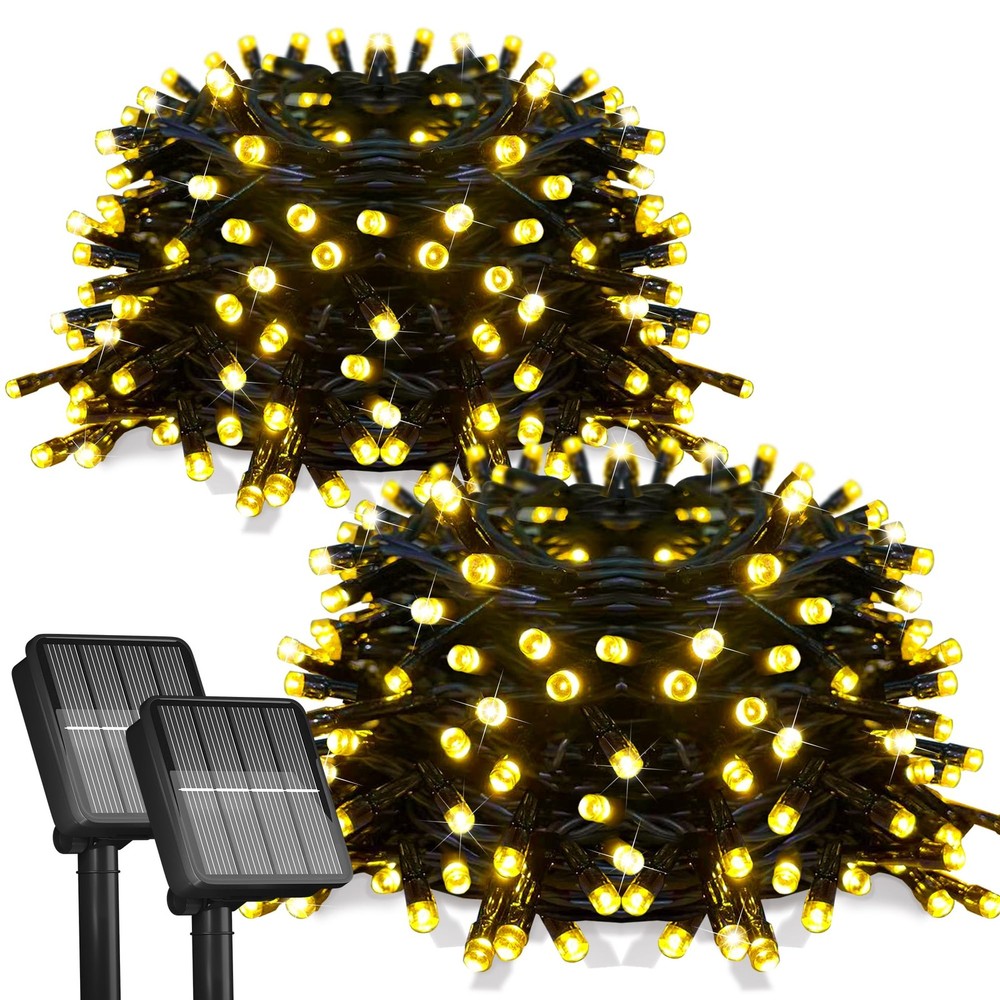 2 Pack 78Ft 200 LED Solar String Lights Outdoor with 8 Modes