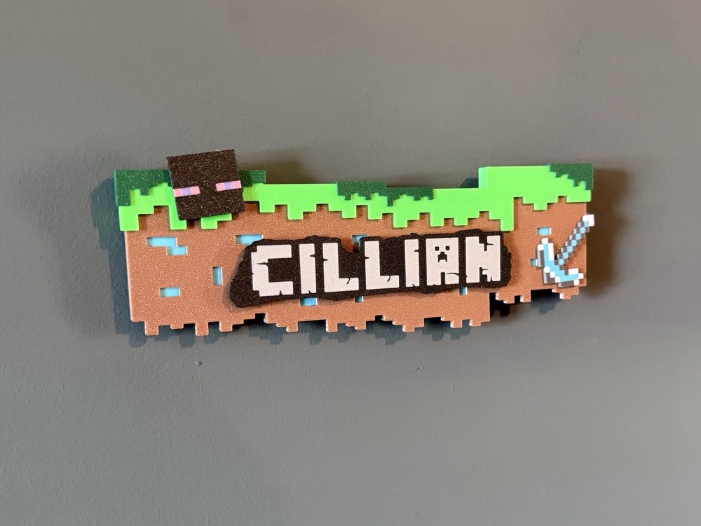 Minecraft Themed Block Craft Bedroom Door Name Plaque / Sign - Personalised