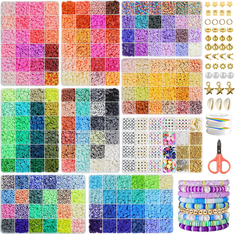 30,000 Pcs 192-Color Clay Beads Kit for DIY Friendship Bracelets - 9 Boxes