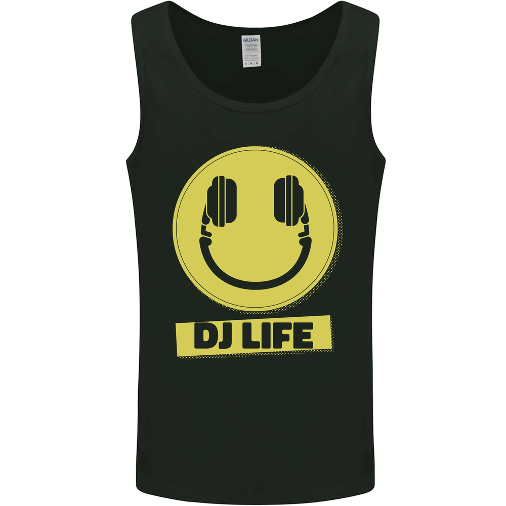 Headphones DJ Life Acid Face Vinyl Decks Mens Vest Tank Top