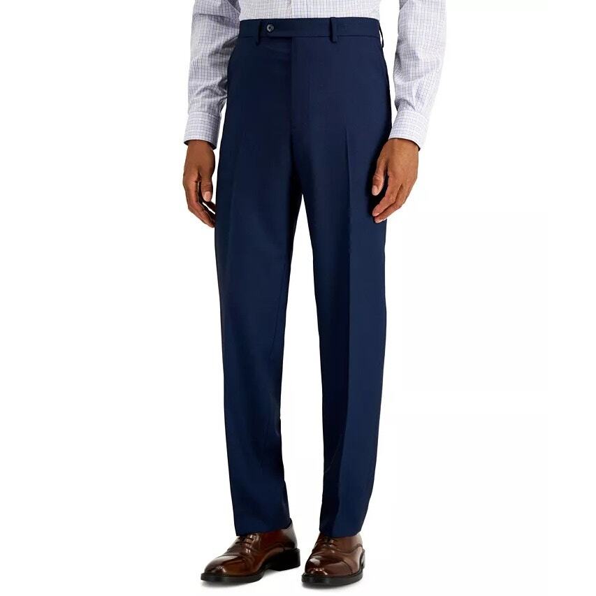 Nautica Men's Blue Birdseye Modern-Fit Bi-Stretch Suit Dress Pants Size W41 L32