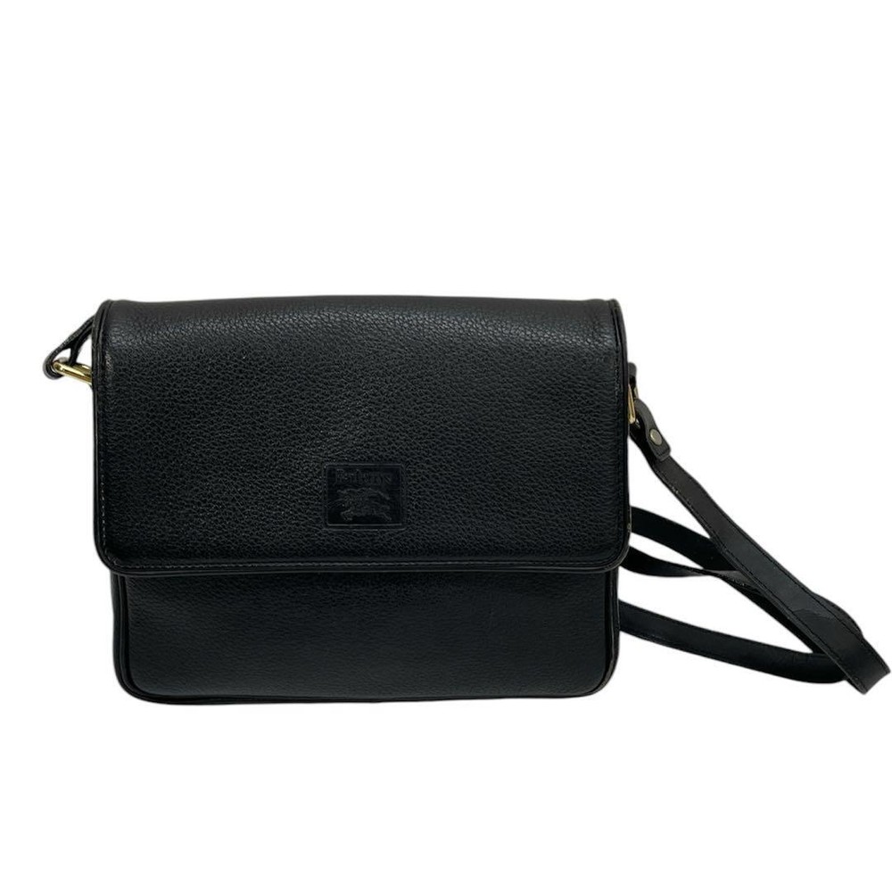 Burberry Shoulder Bag Nova Check Leather Black Authentic F1113586