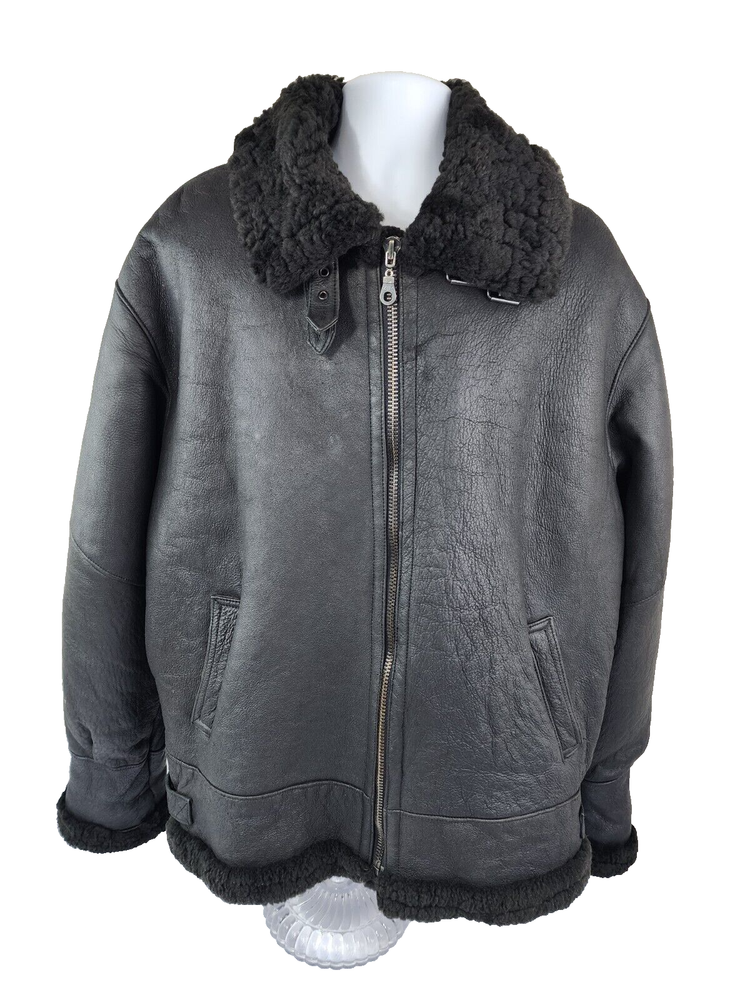 RUNWAY Leather Sheepskin Shearling B3 Bomber Aviator USAF Flight Jacket 2XL