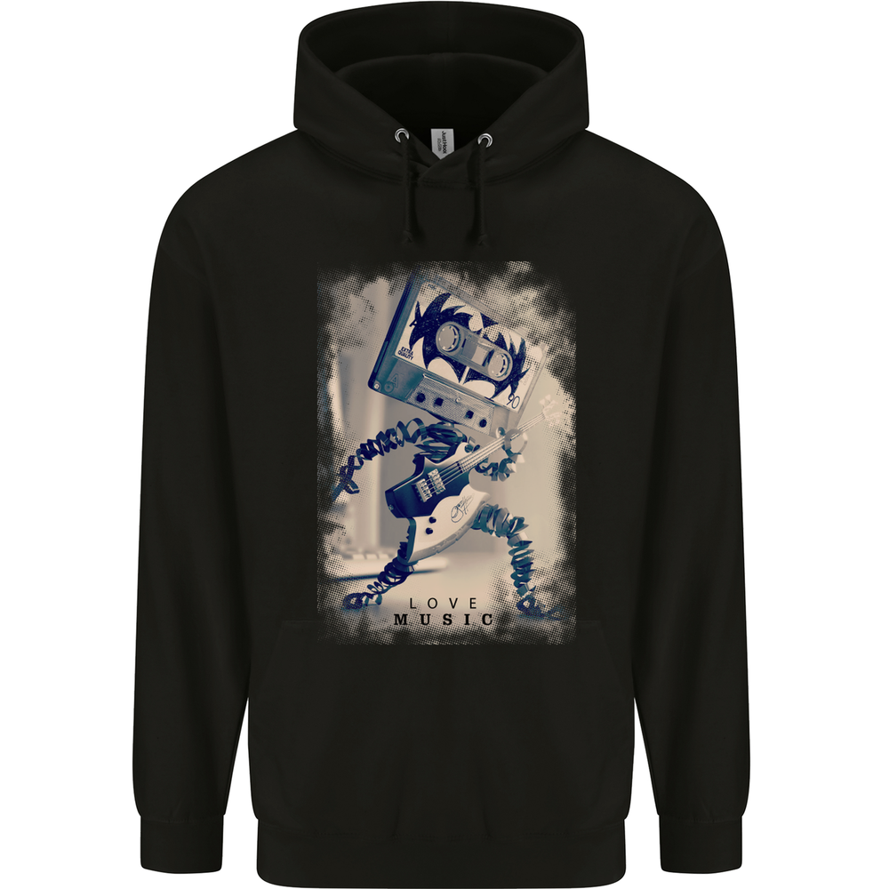 Love Music Rock n Roll Guitar Mens 80% Cotton Hoodie