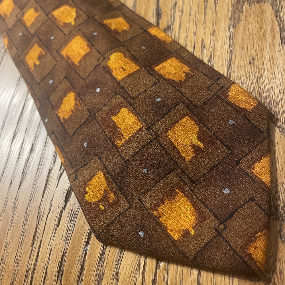 Vintage EUC Hugo Boss Geometric Silk Tie Men’s Necktie Made In Italy