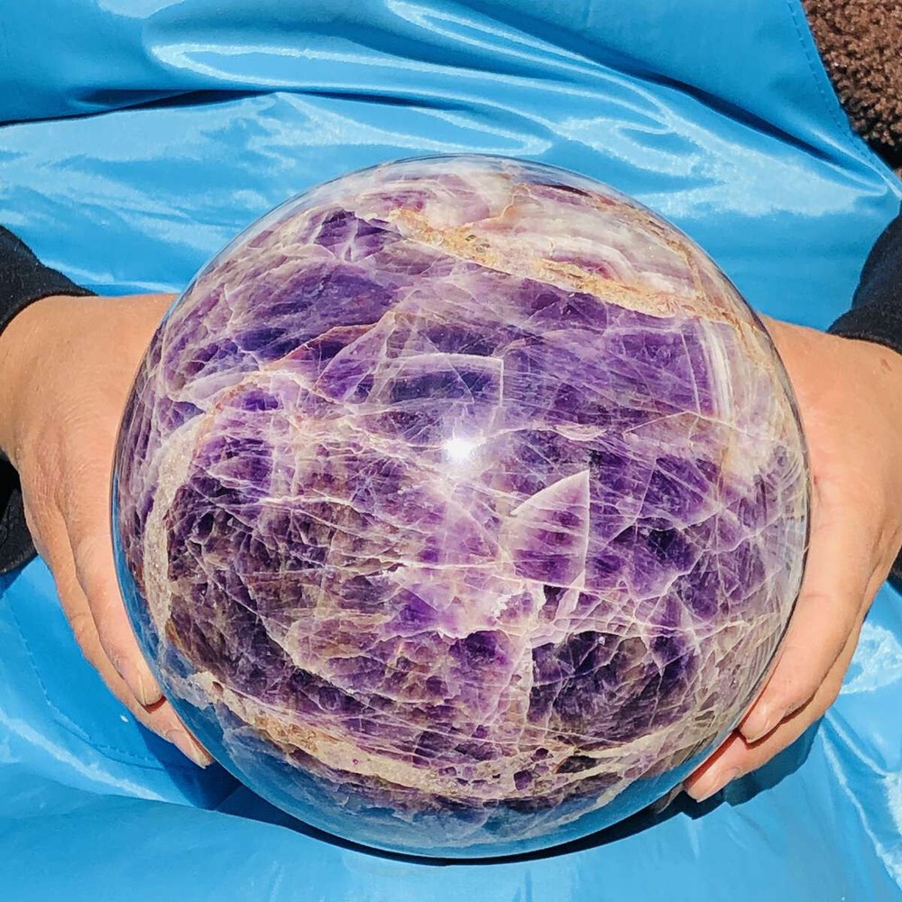 6750G Natural Beautiful Dream Amethyst Quartz Crystal Sphere Ball Healing 2718