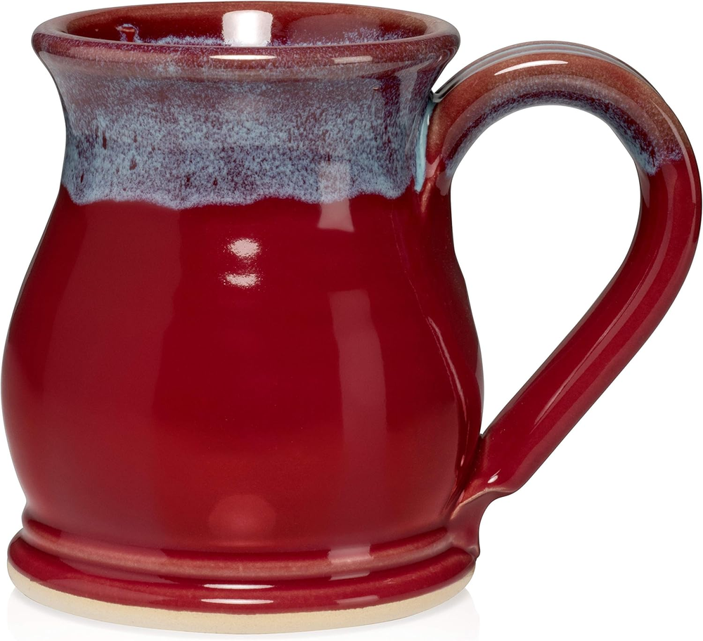 Handmade 16Oz Potbelly Coffee Mug in USA Red & Blue Colors  