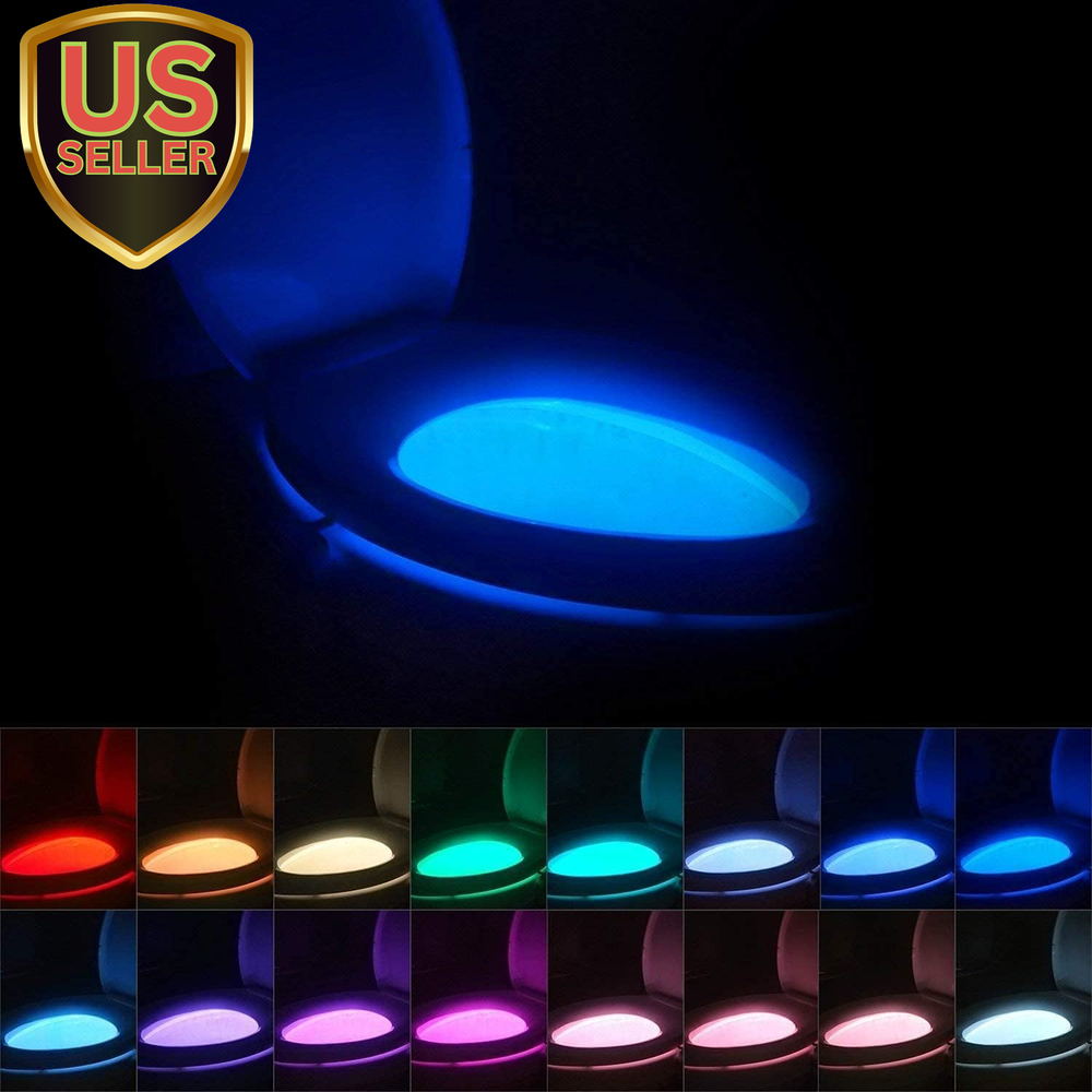 Toilet Bowl Night Light with 16 Color Changing LED Motion Sensor for Bathroom