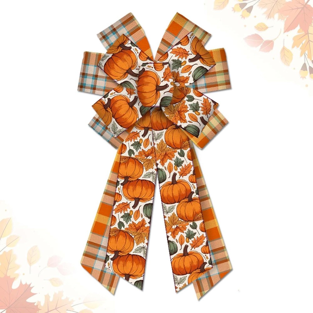 Pumpkin Plaid Bows for Thanksgiving Fall Decor