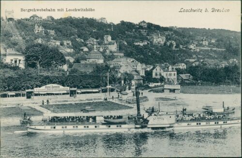 Ansichtskarte  Loschwitz Dresden um 1910 Bergschwebebahn ...höhe Schiff Aussig