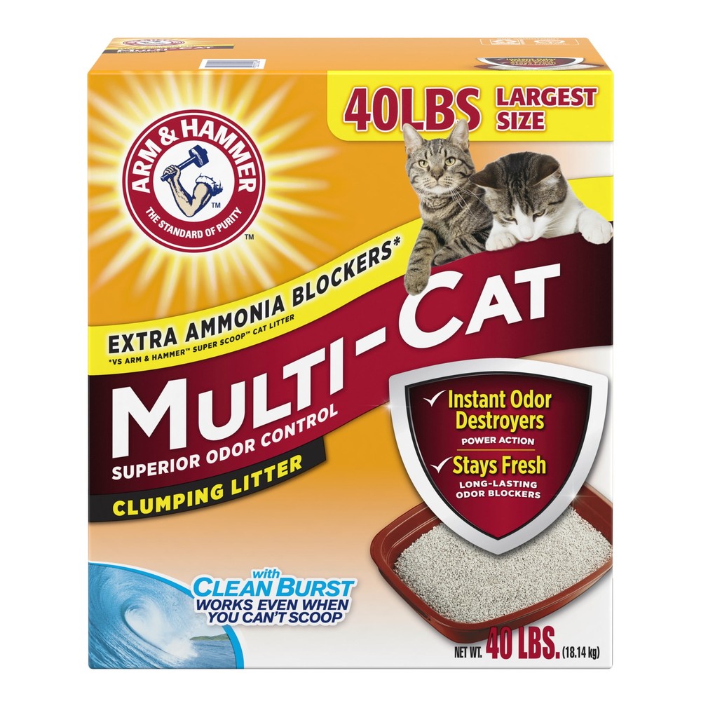Odor Control Cat Litter, Multi-Cat Clumping Litter, Clean Burst Scent, 40 lb