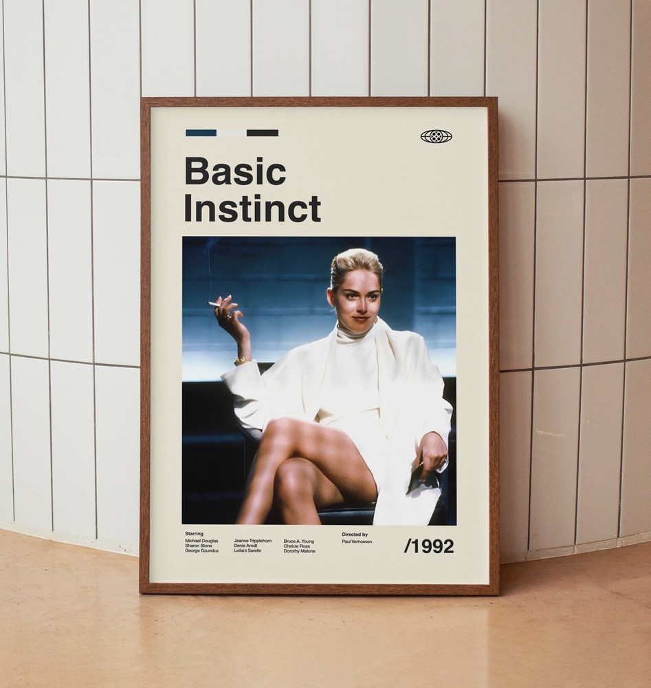 Vintage Basic Instinct Movie Poster Wall Art with Michael Douglas and Sharon Stone