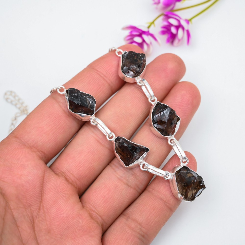 Smokey Quartz Handmade Sterling Silver Necklace 925 Gemstone Jewelry