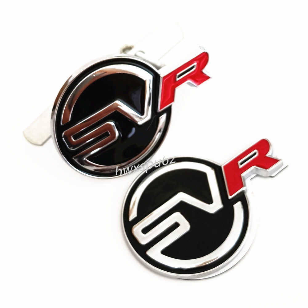 2X New Style SVR Special Vehicle Grille badge + Trunk Emblem 3D Chrome Red Badge