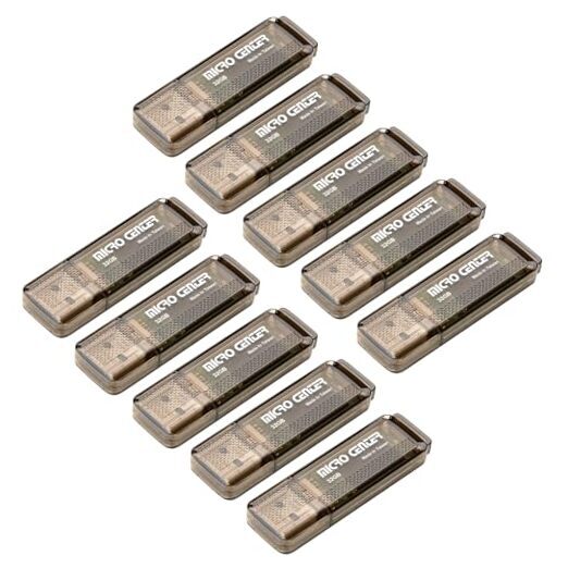 Micro Center 10-Pack 32GB USB 3.1 Gen1 Flash Drives Grey Bulk Set