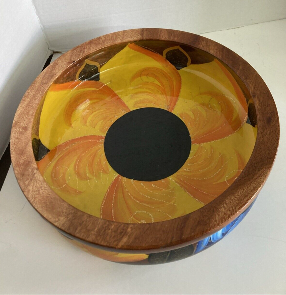 Vintage Hand Painted Lacquered Flower Bowl