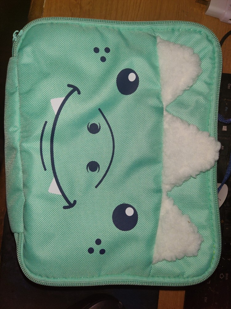 Back to School - Reusable Fabric Lunch Bag - Dino with fluffy horns-image