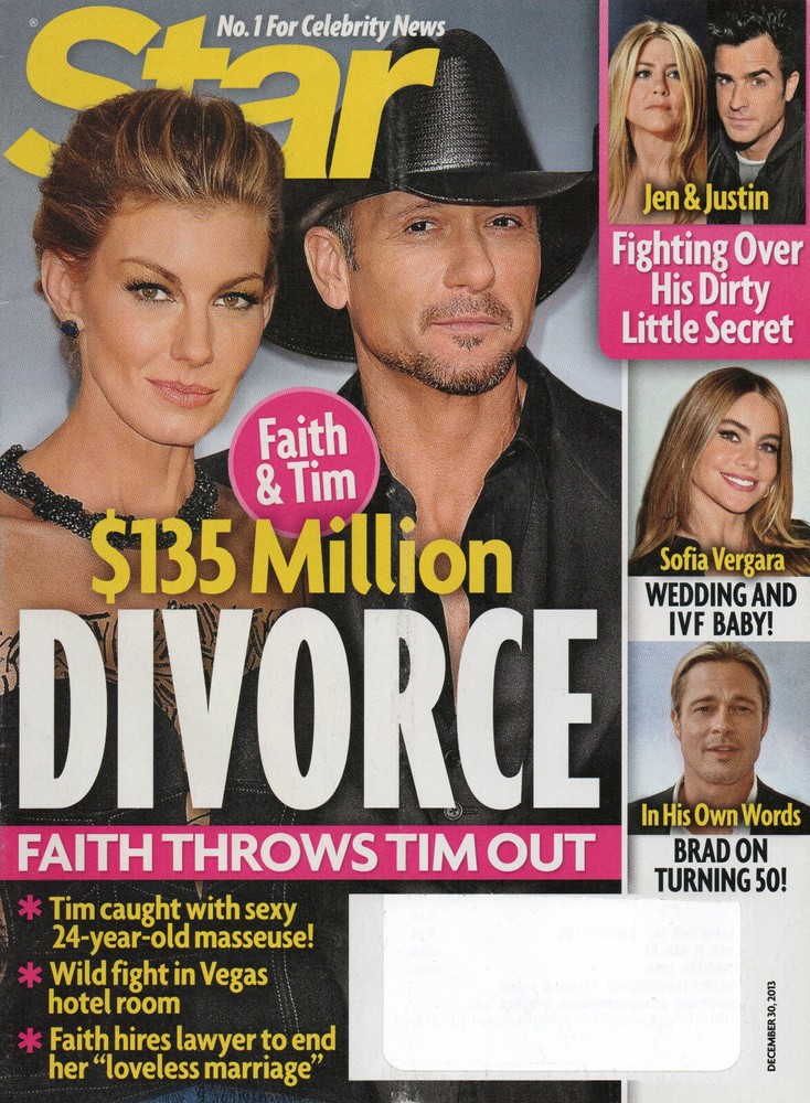 STAR Magazine December 30 2013 Faith Hill Tim McGraw Brad Pitt Caitlyn Jenner