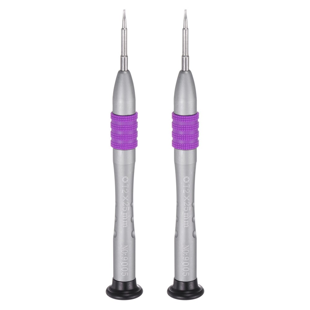 2pcs Purple T2 Torx Screwdriver Set with Magnetic Tip & Non-Slip Grip