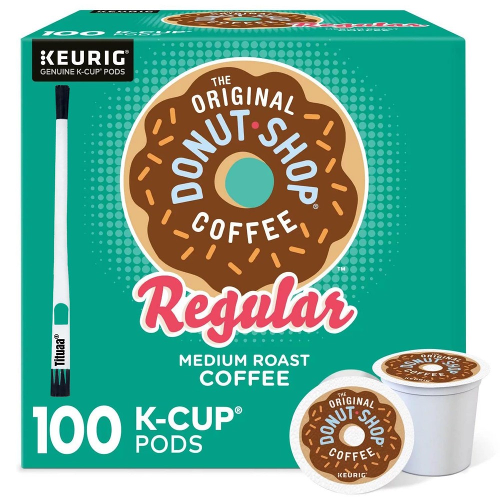 Donut Shop Classics Original Regular Coffee 100 K-Cups Bundle with Coffee Cl