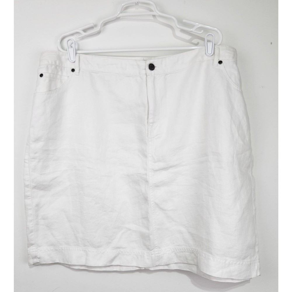 Jill Womens Plus Size Knee Length Linen Skirt Size 22 in White
