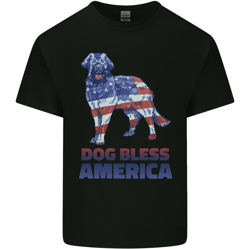 Dog Bless America USA Mens Cotton T-Shirt Tee Top