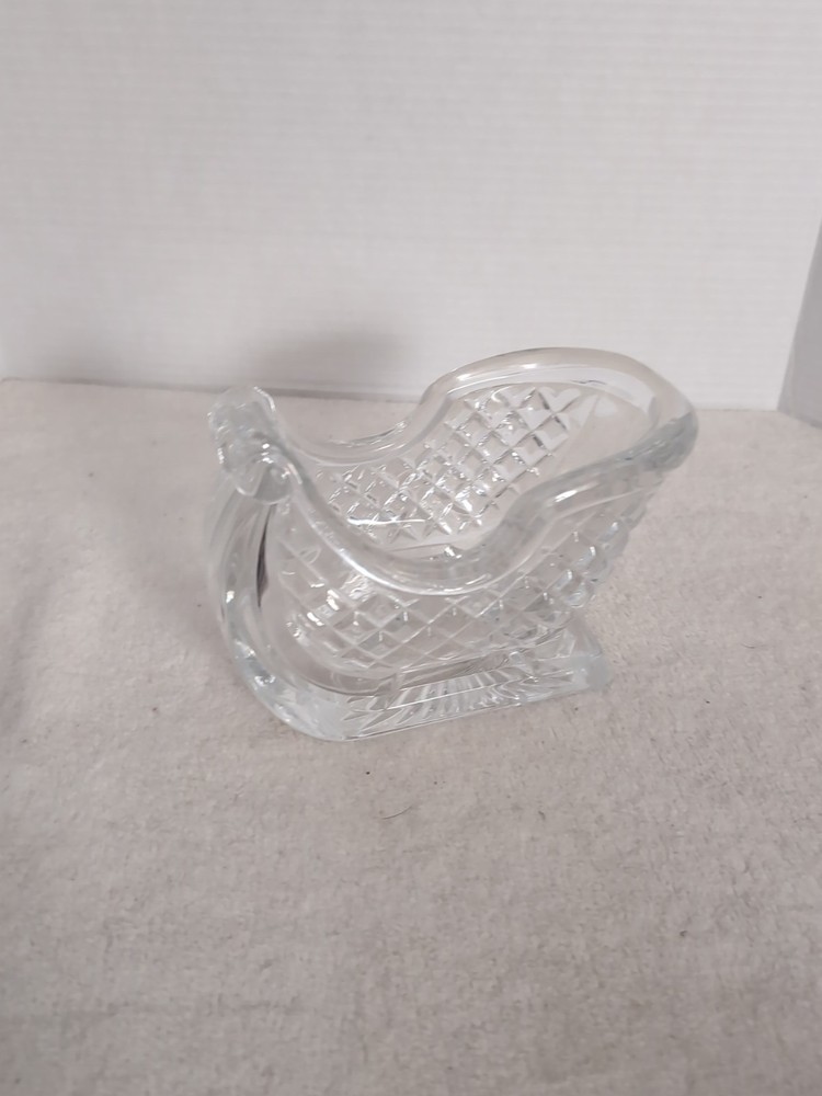 Lead Crystal Holiday Sleigh Candy Dish for Festive Serving  