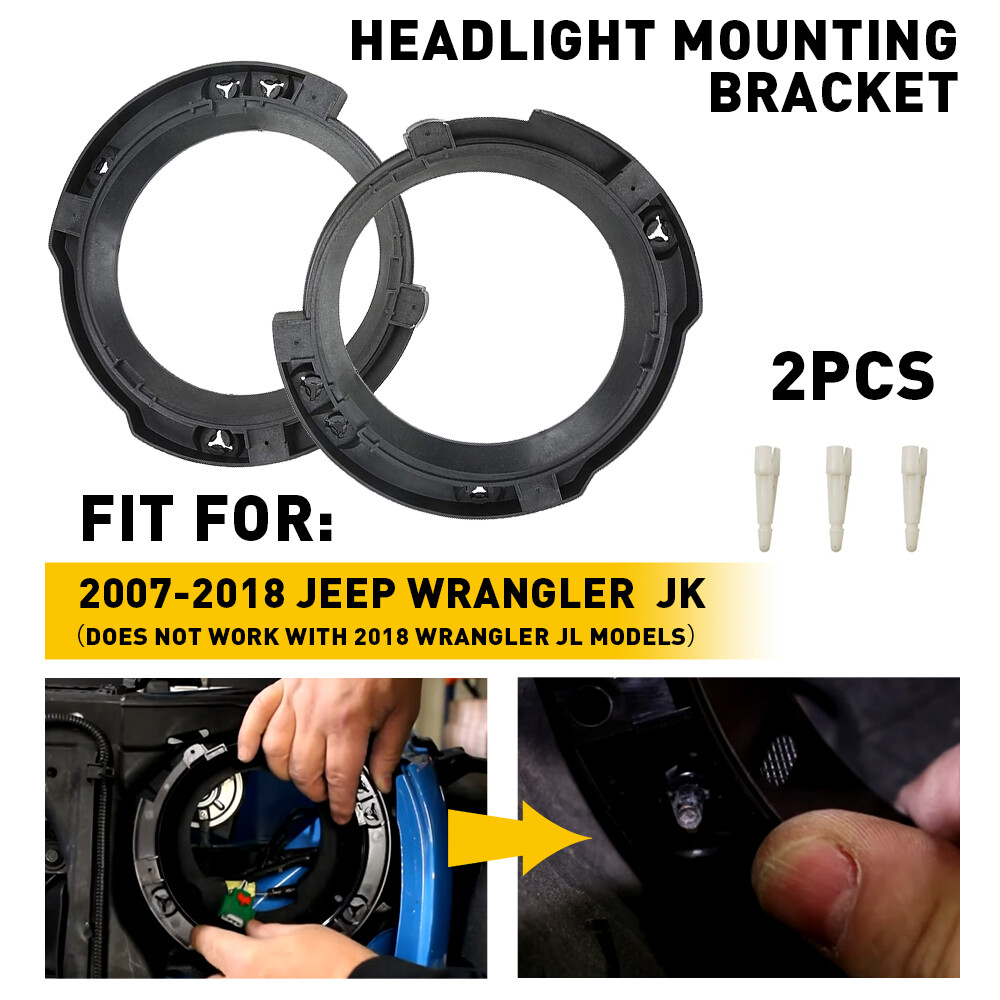 2x Headlight 7-inch Mount For Bracket 07-18 Jeep Wrangler JK Ring Bucket Base