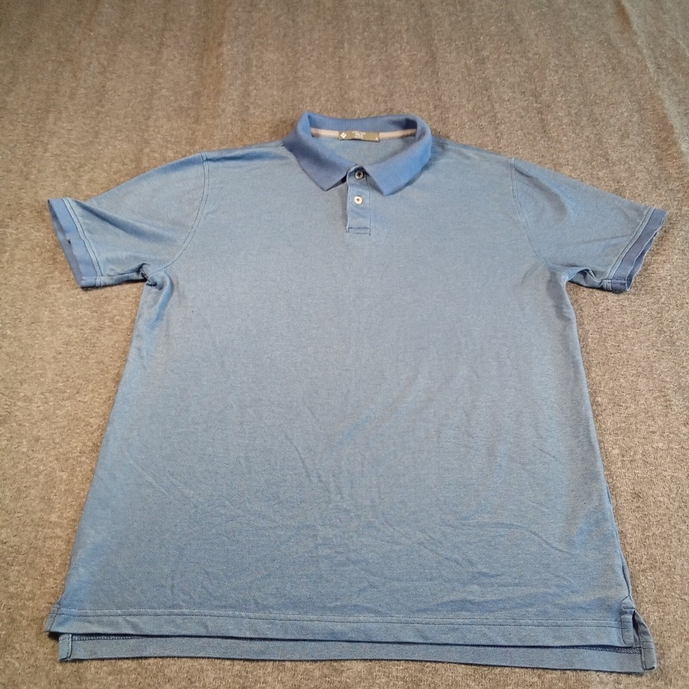 Men's Medium Blue Stretch Cotton Polo Shirt - Preppy Short Sleeve Style-image