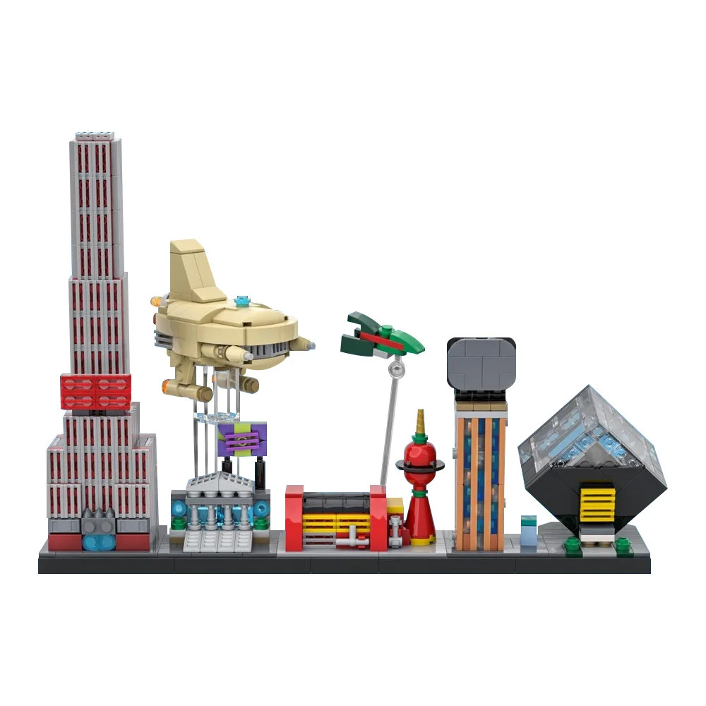 MOC Futurama Skyline Model Building Blocks DIY Creative Bricks Toy Gift