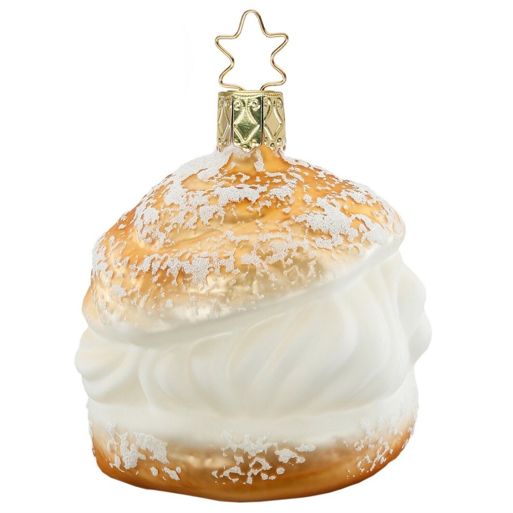 Inge Glas Cream Puff German Glass Christmas Ornament FREE BOX