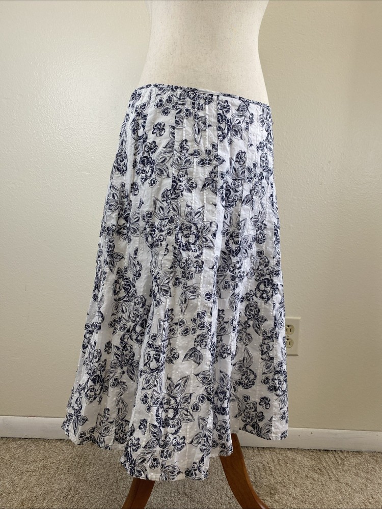 Christopher & Banks Floral Swiss Dot Retro Skirt Ladies Size 8 Fully Lined