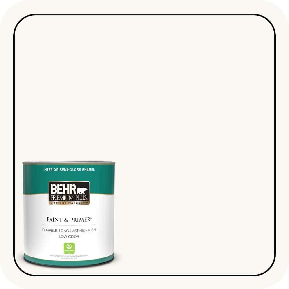 Paint Primer In One Ultra Pure White Semi-Gloss Enamel Low Odor Interior 1 Qt.