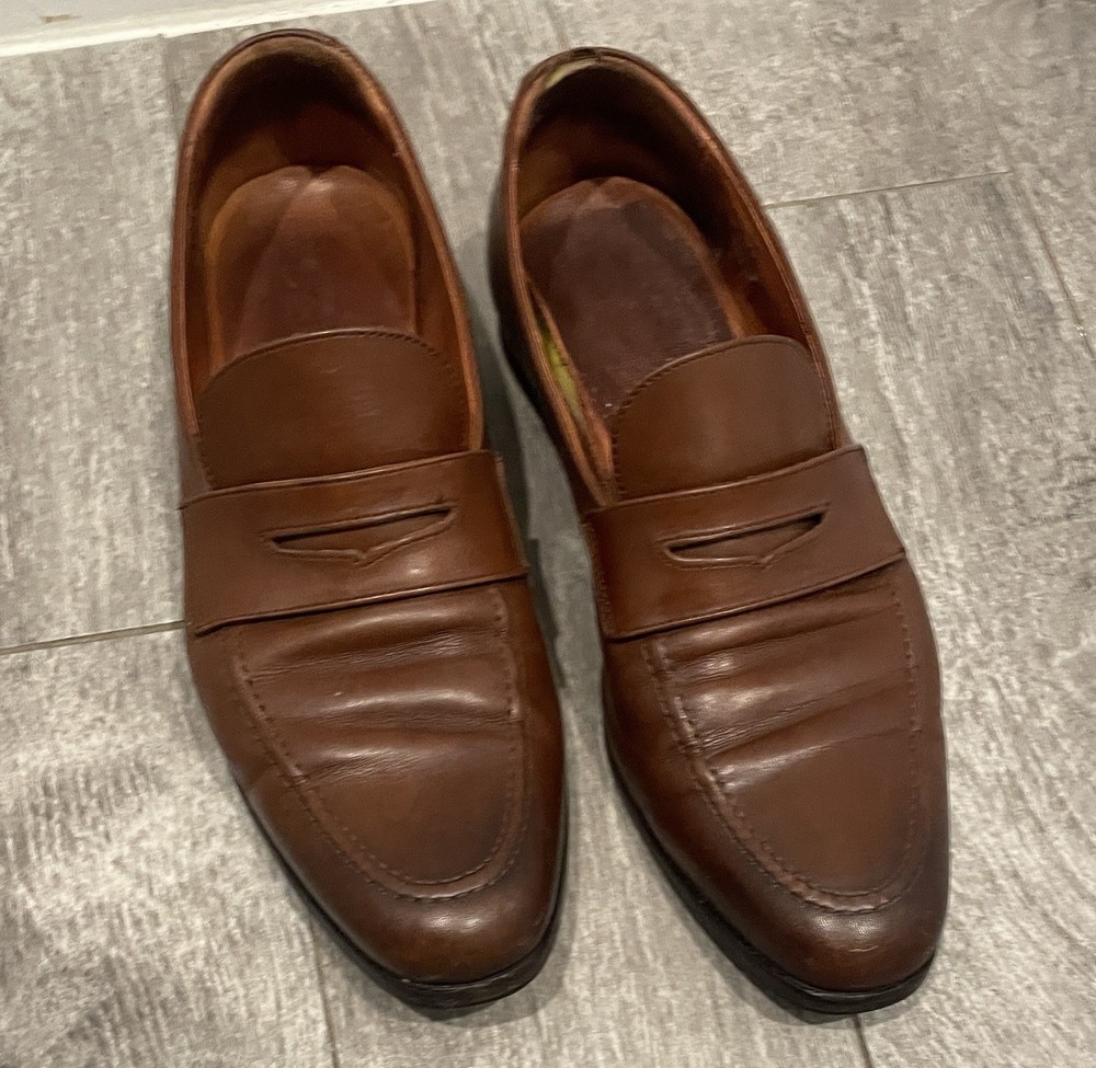 Wolf and Shepherd Tan Leather Dress Shoes Penny Loafers  Mens US Size 10.5 M yes