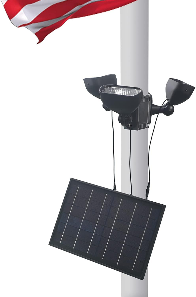 Solar Flag Pole Light for 15-40Ft Flagpole, Features 3 Solar Spotlights Super B
