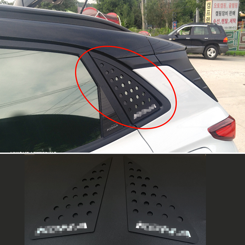 For Hyundai Kona 2018-2023 Black Side door Window Louver Shutter Vent Cover Trim
