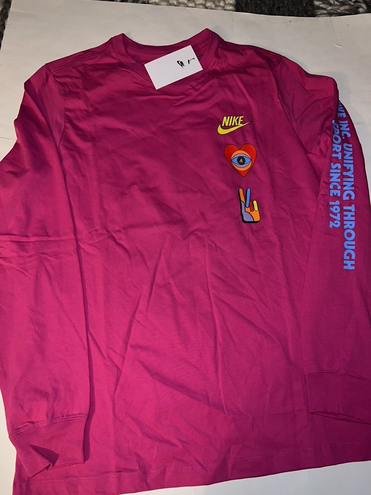 NWT Nike Peace Pack 1 HBR Long-Sleeve Men's Pink T Shirt Sz S & M $40 DX1053