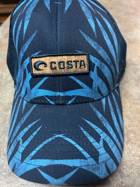 Costa Fishing Cap Hat Palm Frond Blue Design Snap Back Mesh Outdoor sports