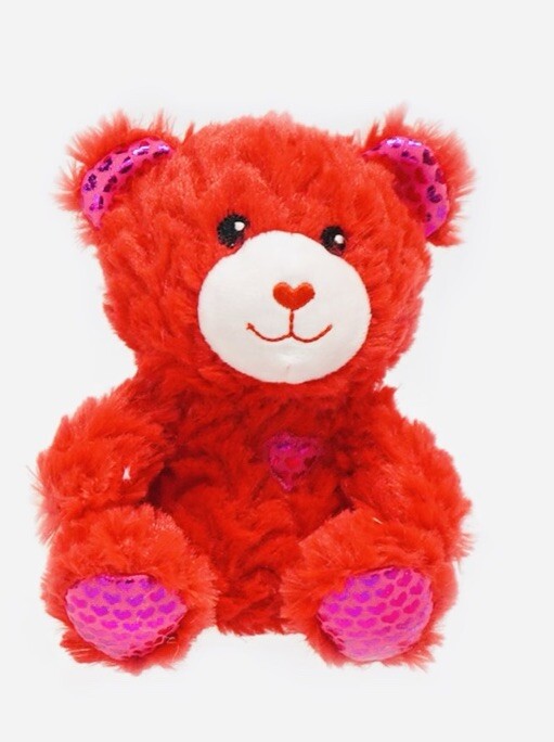Valentine Sitting Stuffed Plush Bear 6In w/ Red Embroidered Face / New