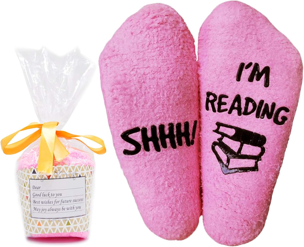 Women Reading Socks Book Lovers Gifts Fluffy Fuzzy Slipper Warm Cozy Socks