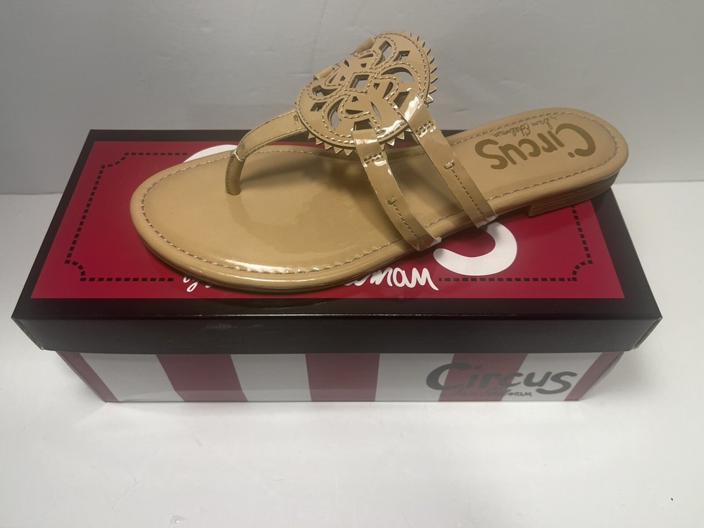 Sam Edelman Circus Canyon Medallion Almond Patent Leather Sandals Size 7.5 EUC