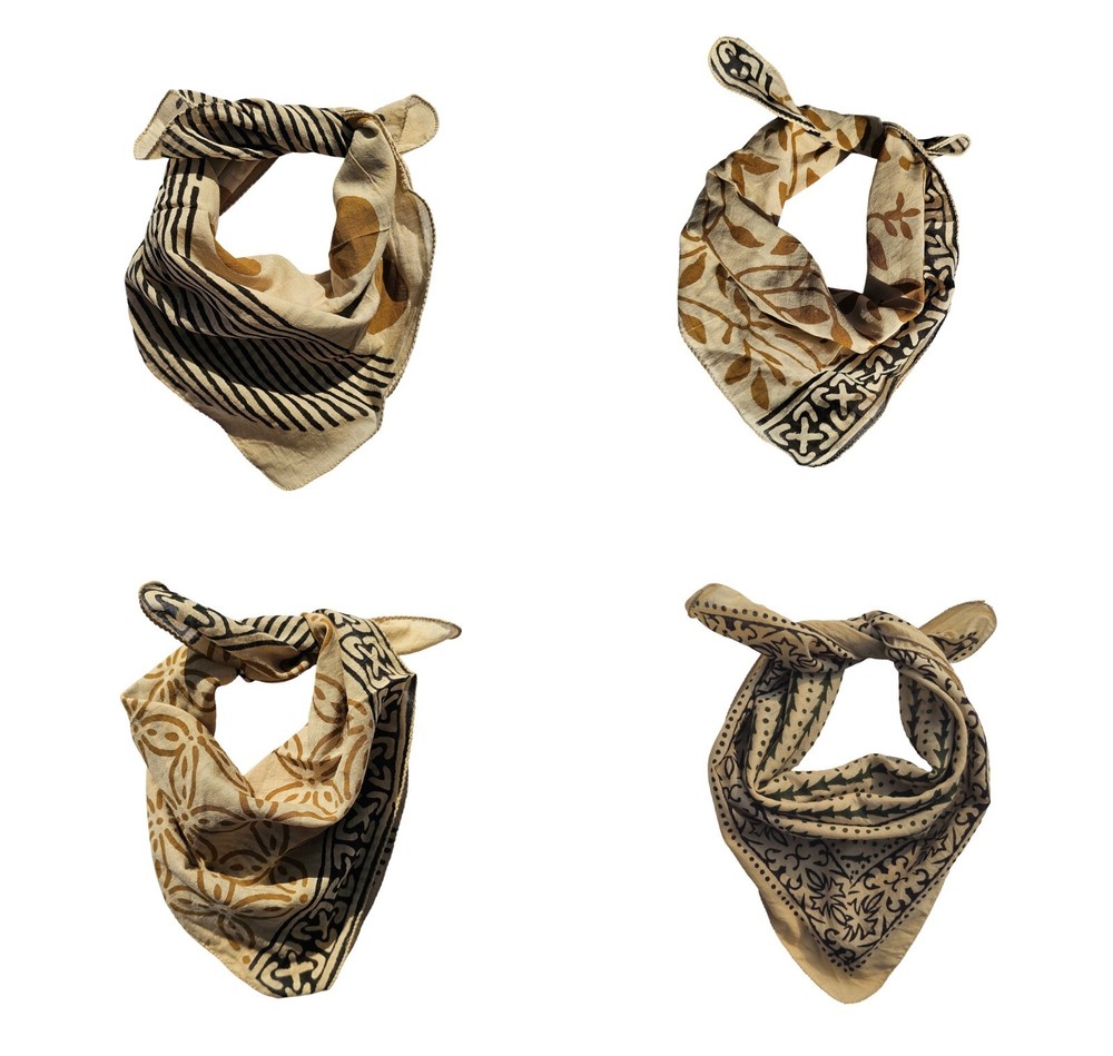 Bulk Set of 4 Organic Cotton Bandanas - Unique Style & Comfort