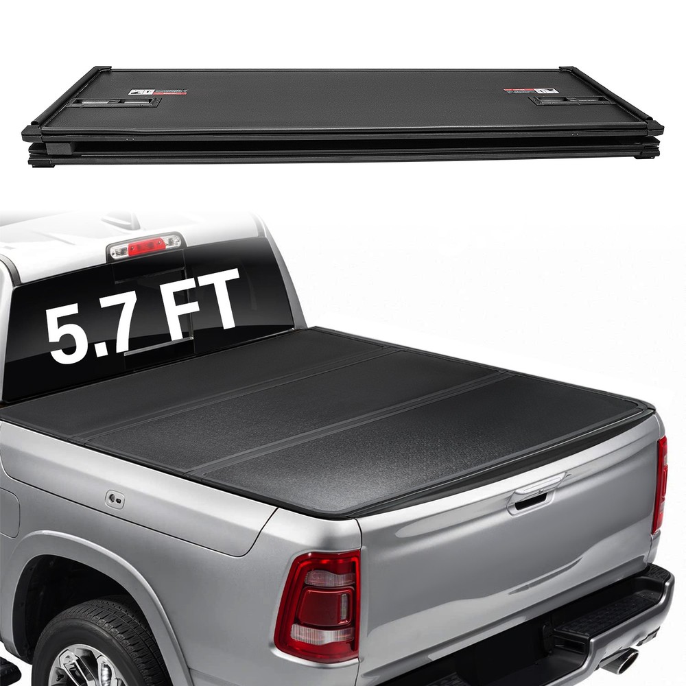 5.7FT Hard Tri-fold Truck Tonneau Cover For 2009-2025 Dodge Ram 1500 w/o RamBox