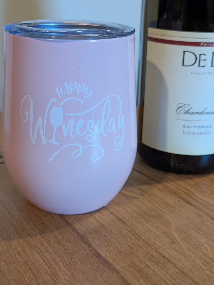 Happy Winesday - Stainless Steel Wine Tumbler Insulated with Lid