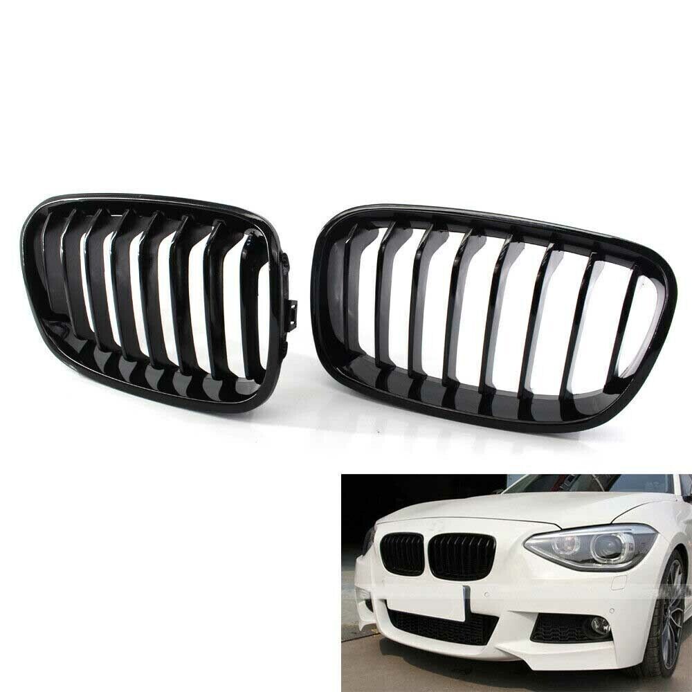 Car Front Grille Gloss Black Kidney Grill Replace for BMW F20 11-14 1 Series