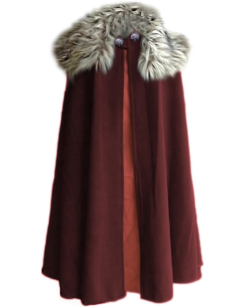 Medieval Viking Cloak Cape for Men | Cosplay Renaissance Costume (XL, Red)