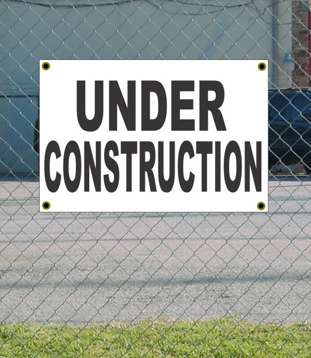2x3 Under Construction Black & White Banner Sign New Sale Free Shipping