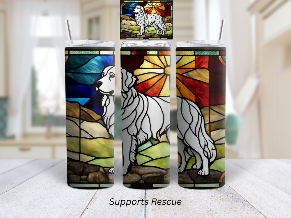 Stained Glass Pyrenees Dog Vibrant 20 oz Stainless Steel Insulated Tumbler