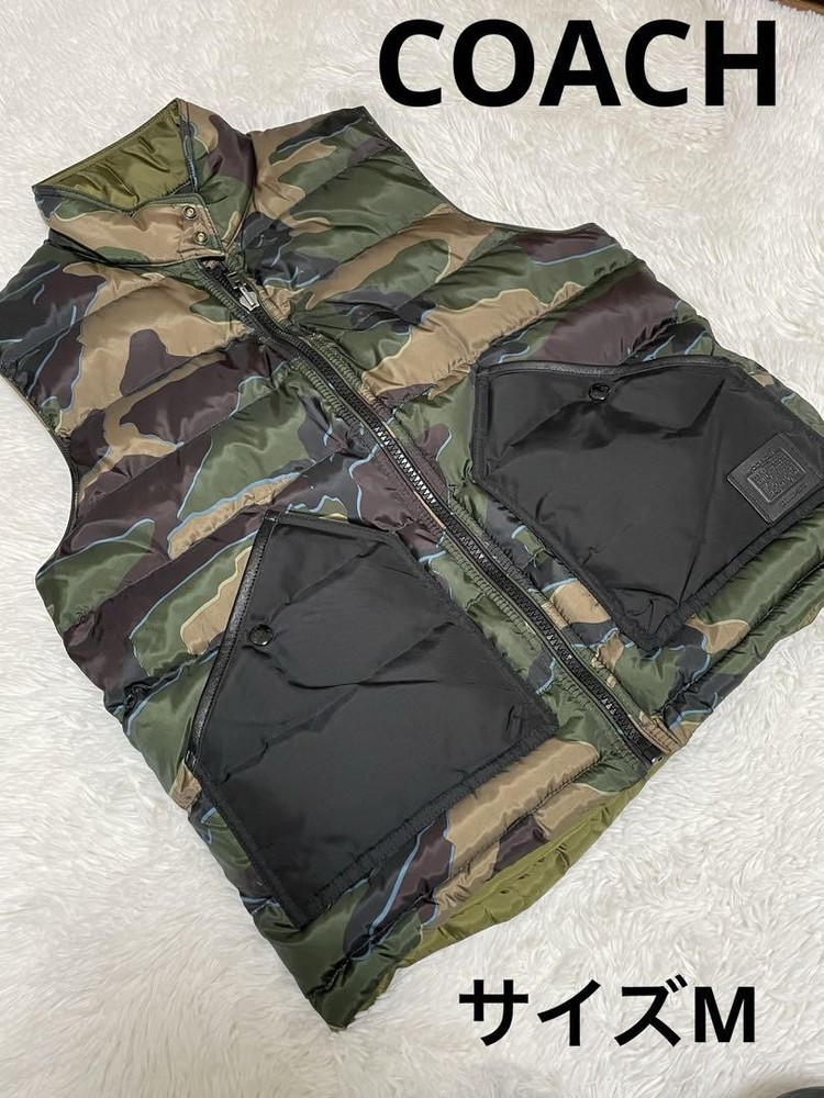 Coach reversible camo down vest for men in size M – warm stylish winter outerwear