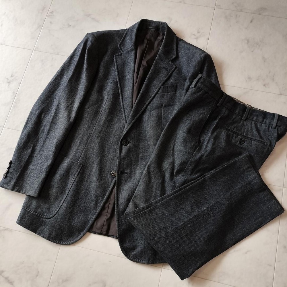 Luxury Armani Collezoni Gray Denim-Style Suit Set Casual Wear